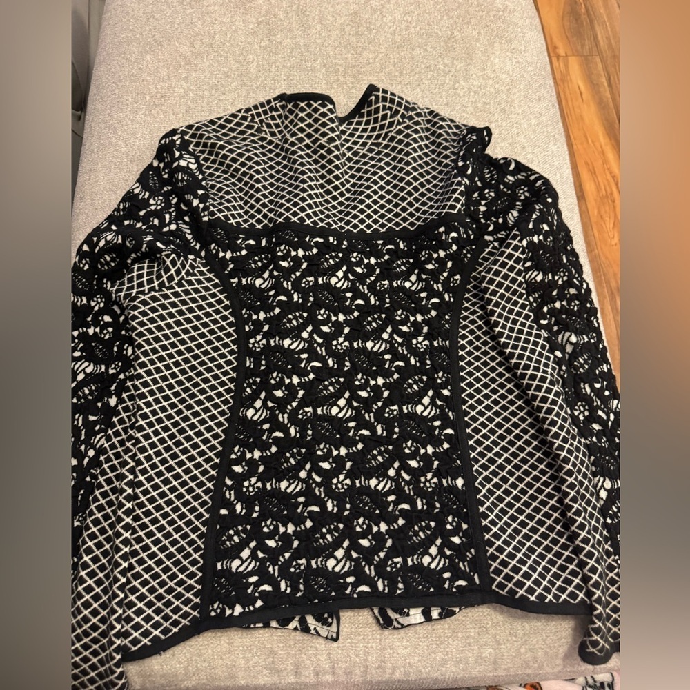 Anthropologie Moth Black and White Zip Up Blazer, L - Picture 7 of 7